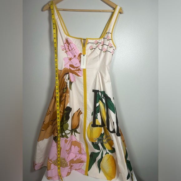 Anthropologie Maeve Lemon Floral Sleeveless Notched Square-Neck Midi Dress - Picture 15 of 15